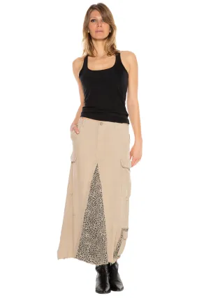 100% Silk long skirt in Oxford Tan