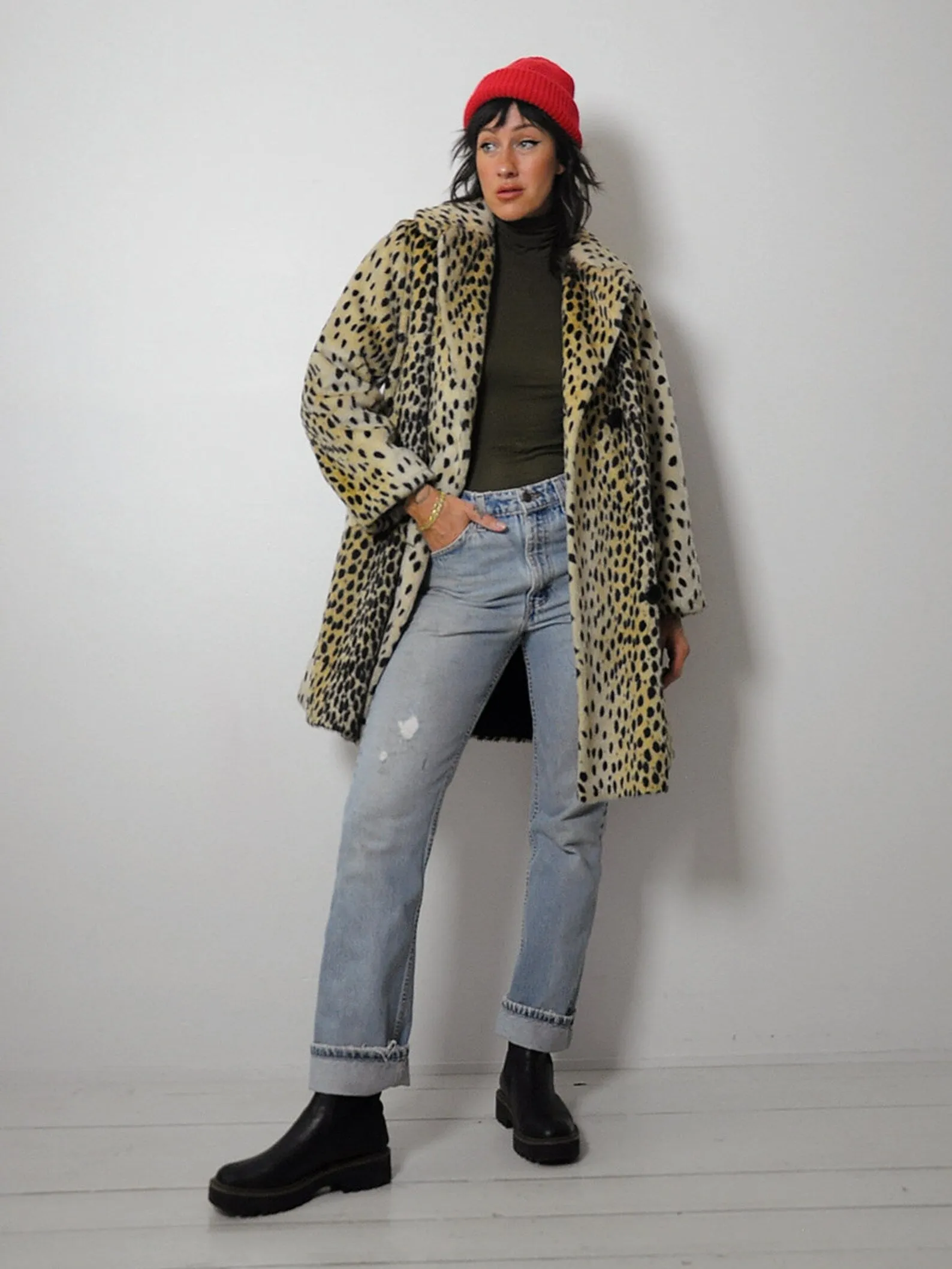 1960's Faux Fur Leopard Coat