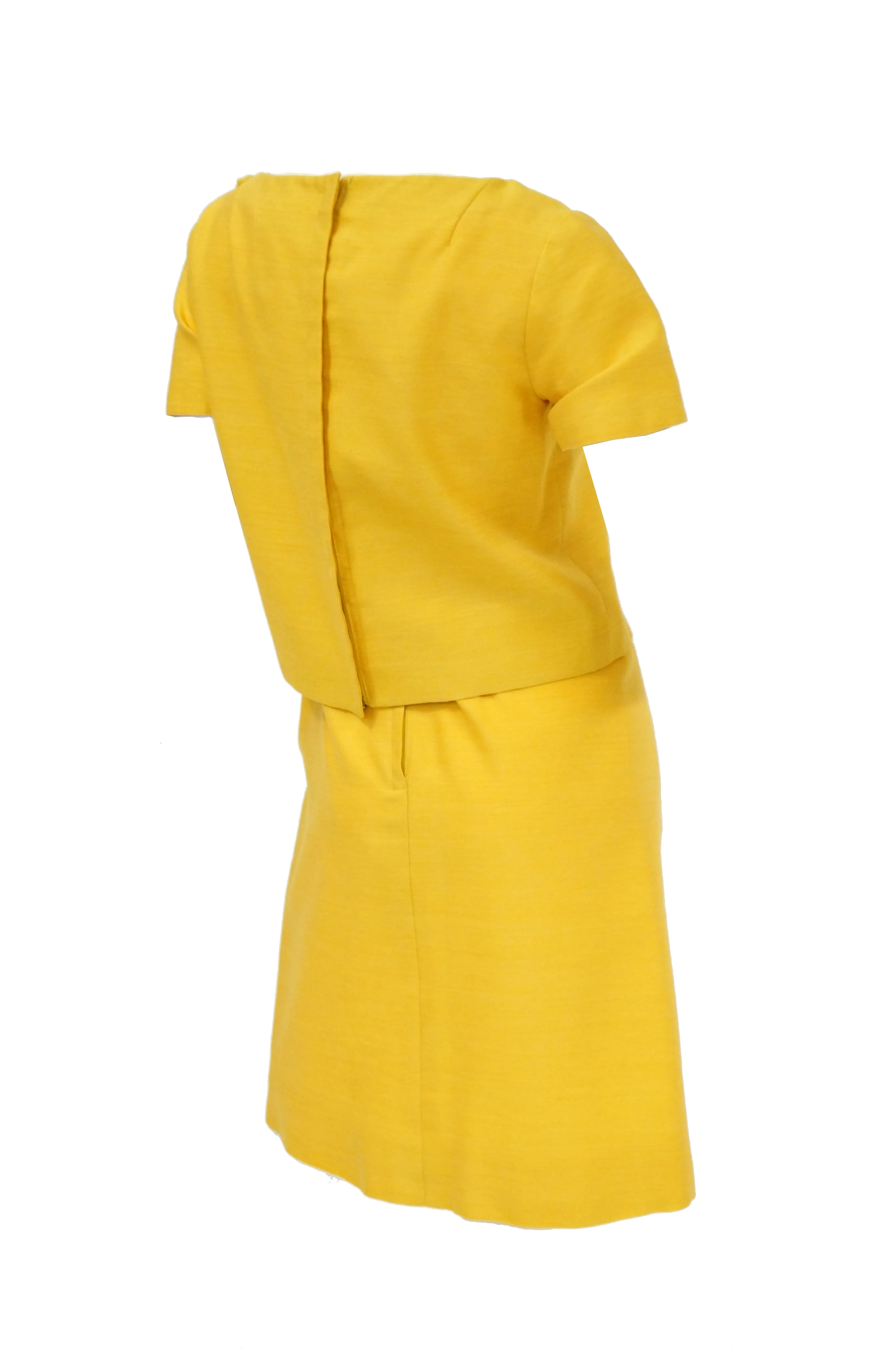 1960s Pierre Cardin Sunshine Yellow Wool Mod Dress