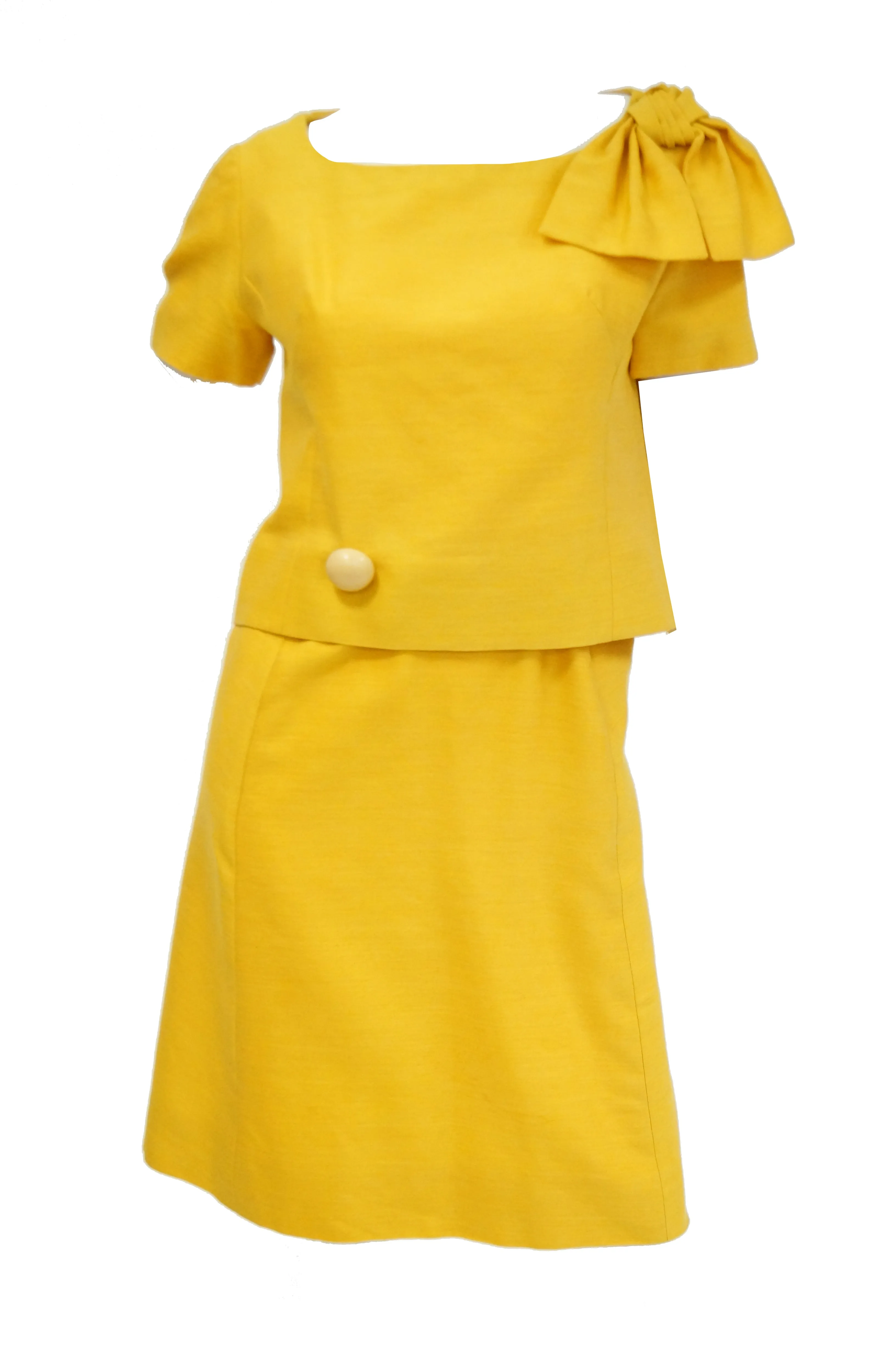 1960s Pierre Cardin Sunshine Yellow Wool Mod Dress