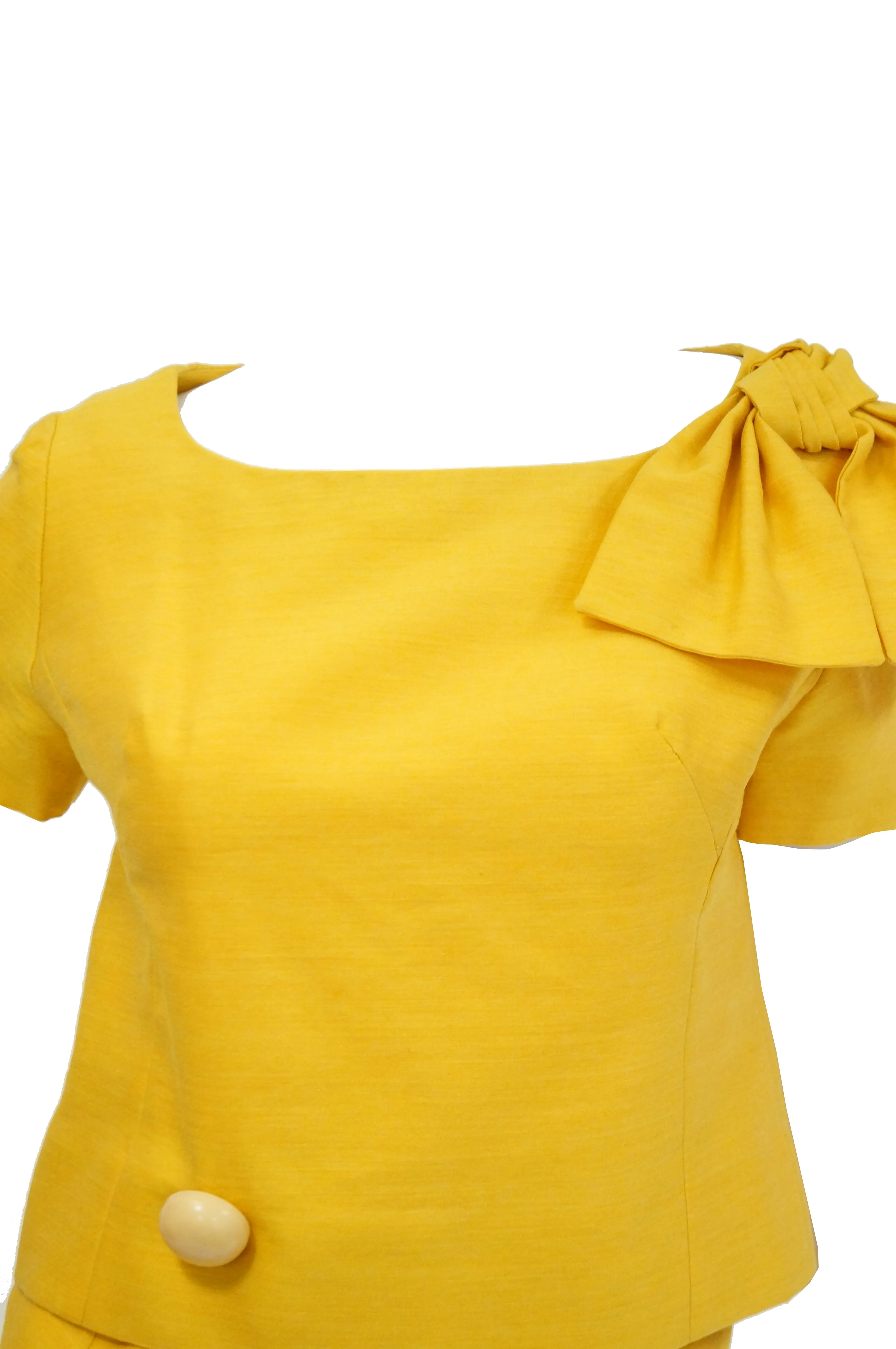 1960s Pierre Cardin Sunshine Yellow Wool Mod Dress