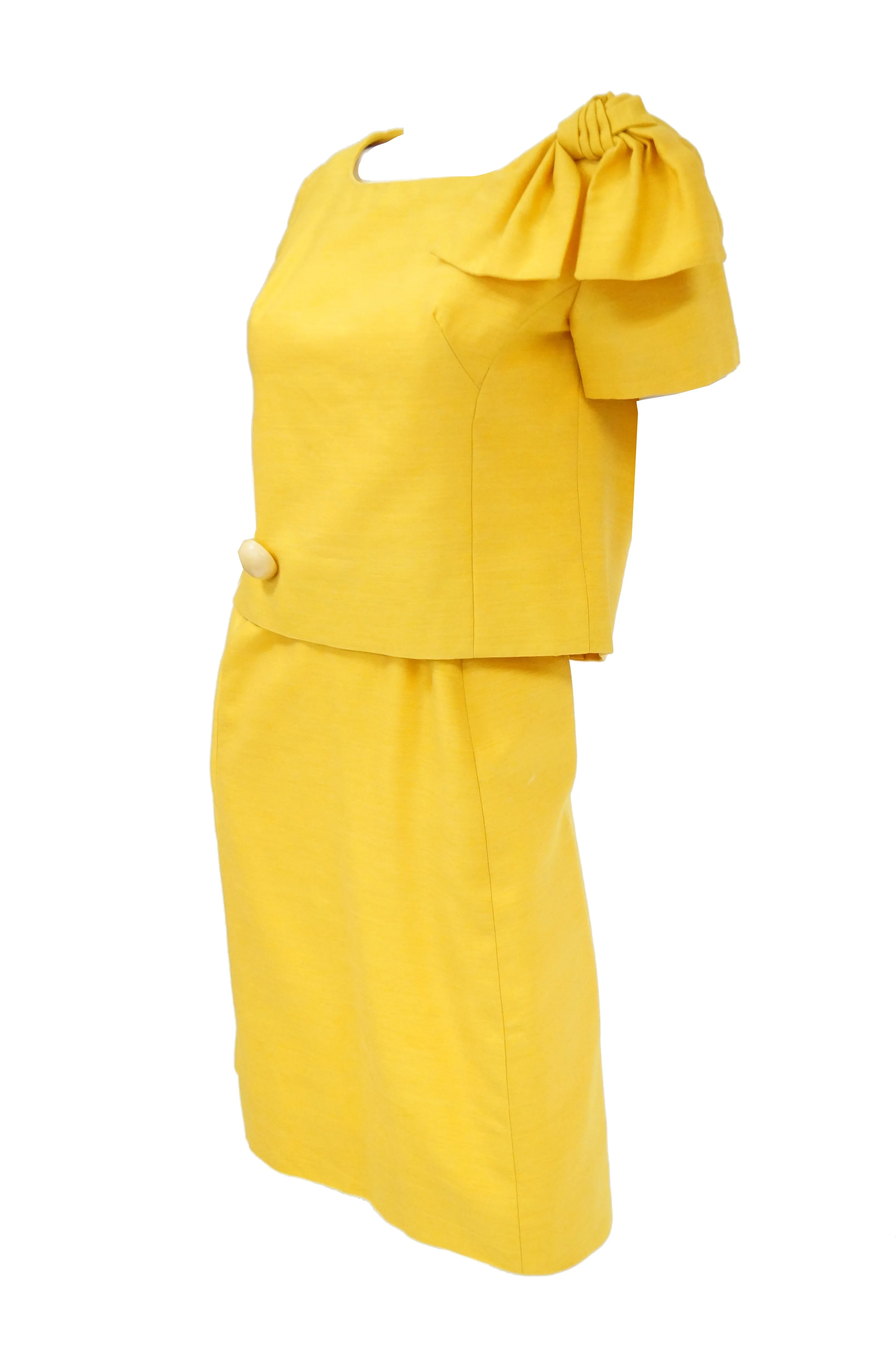 1960s Pierre Cardin Sunshine Yellow Wool Mod Dress