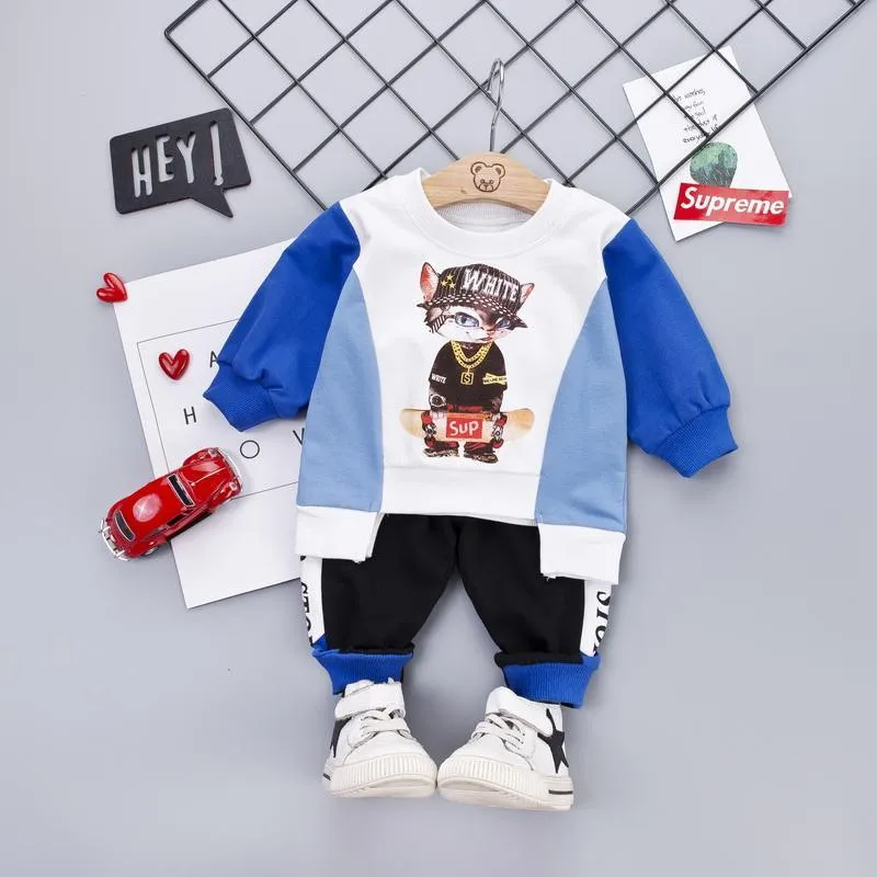 2-Piece Long-Sleeve Cartoon Pattern Top and Pants Wholesale children's clothing