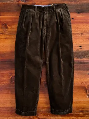 2-Pleat Corduroy Trousers in Dark Brown