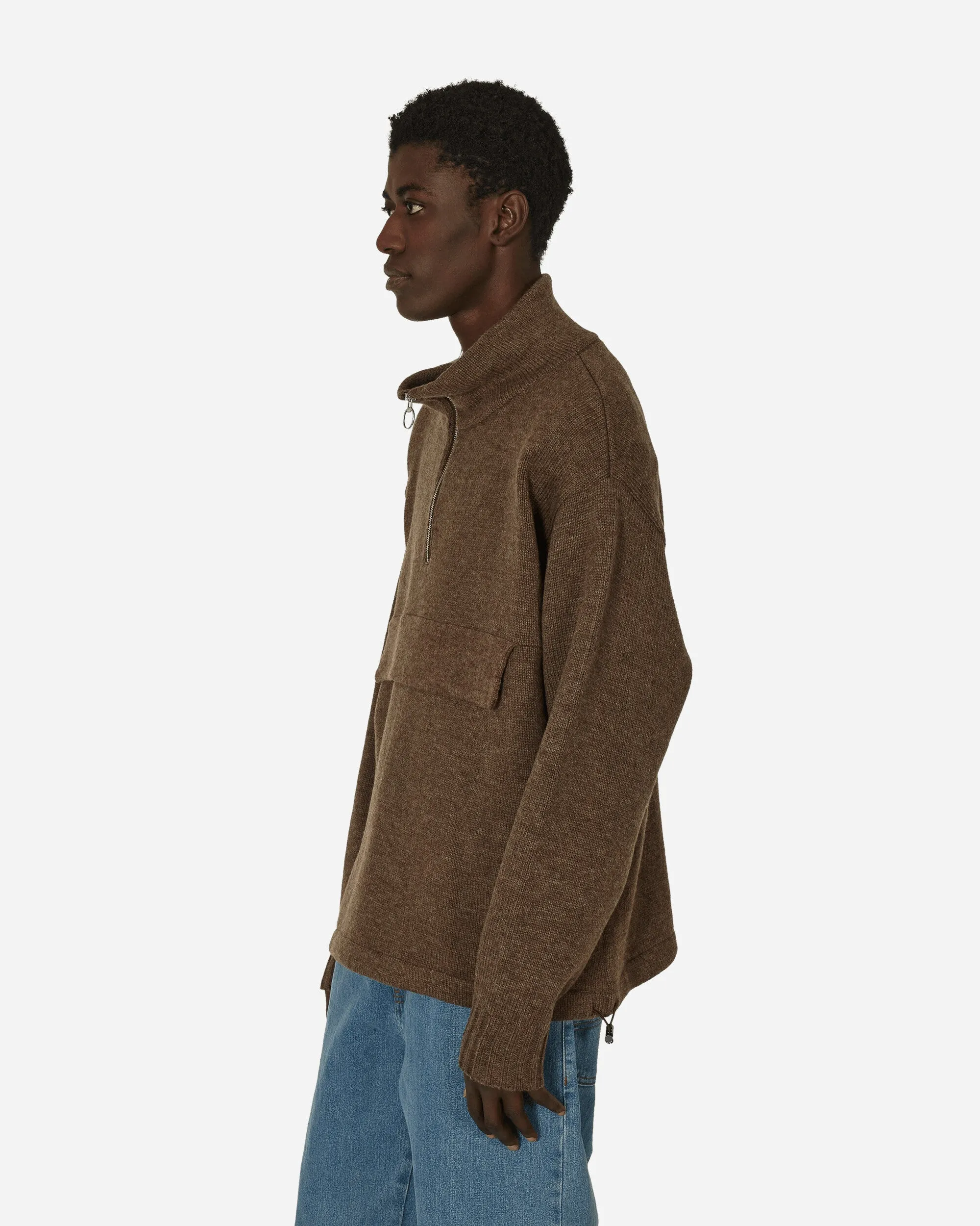 5G Shetland Wool Half Zip Anorak Moca