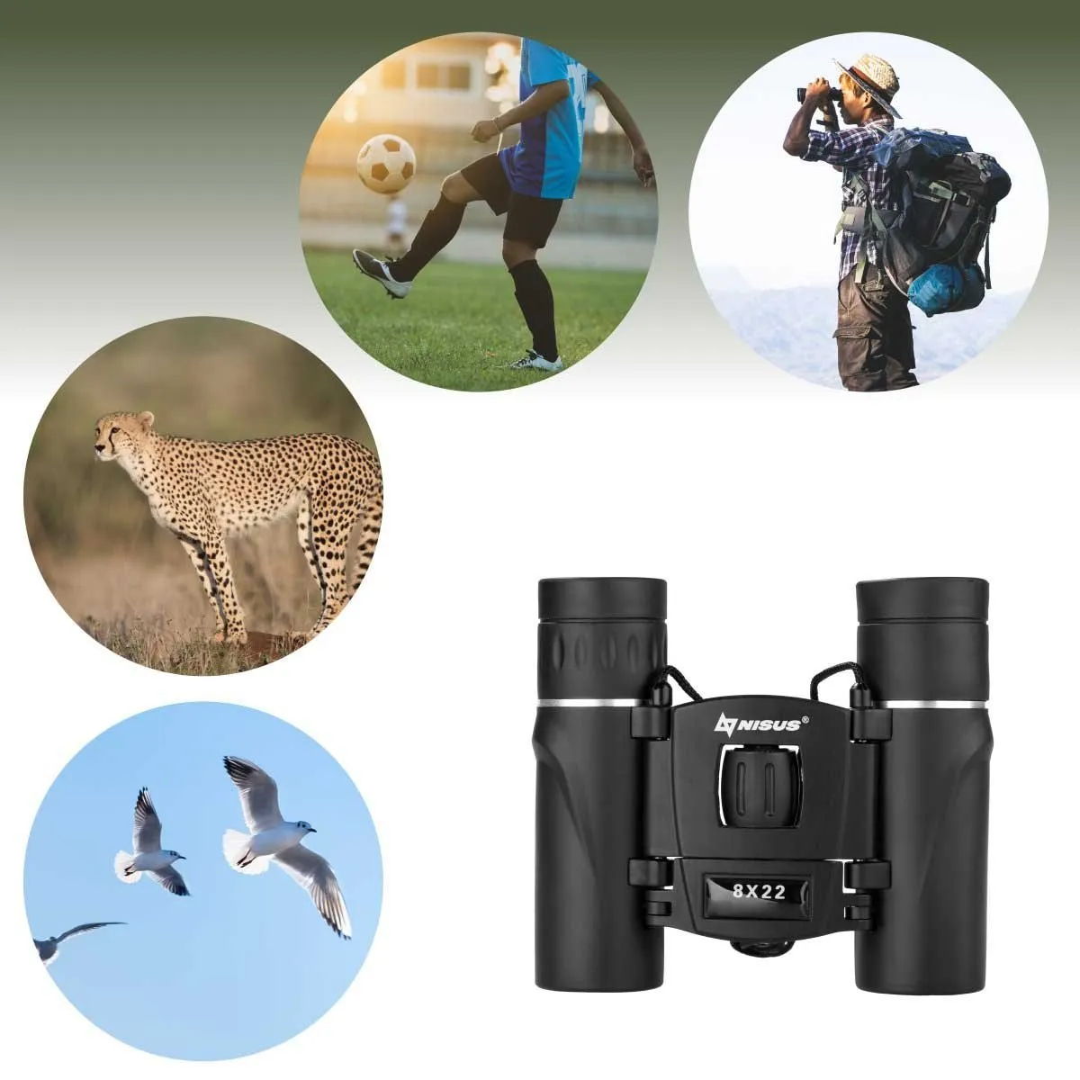 8x22 Compact Lightweight Binocular for Backpacking