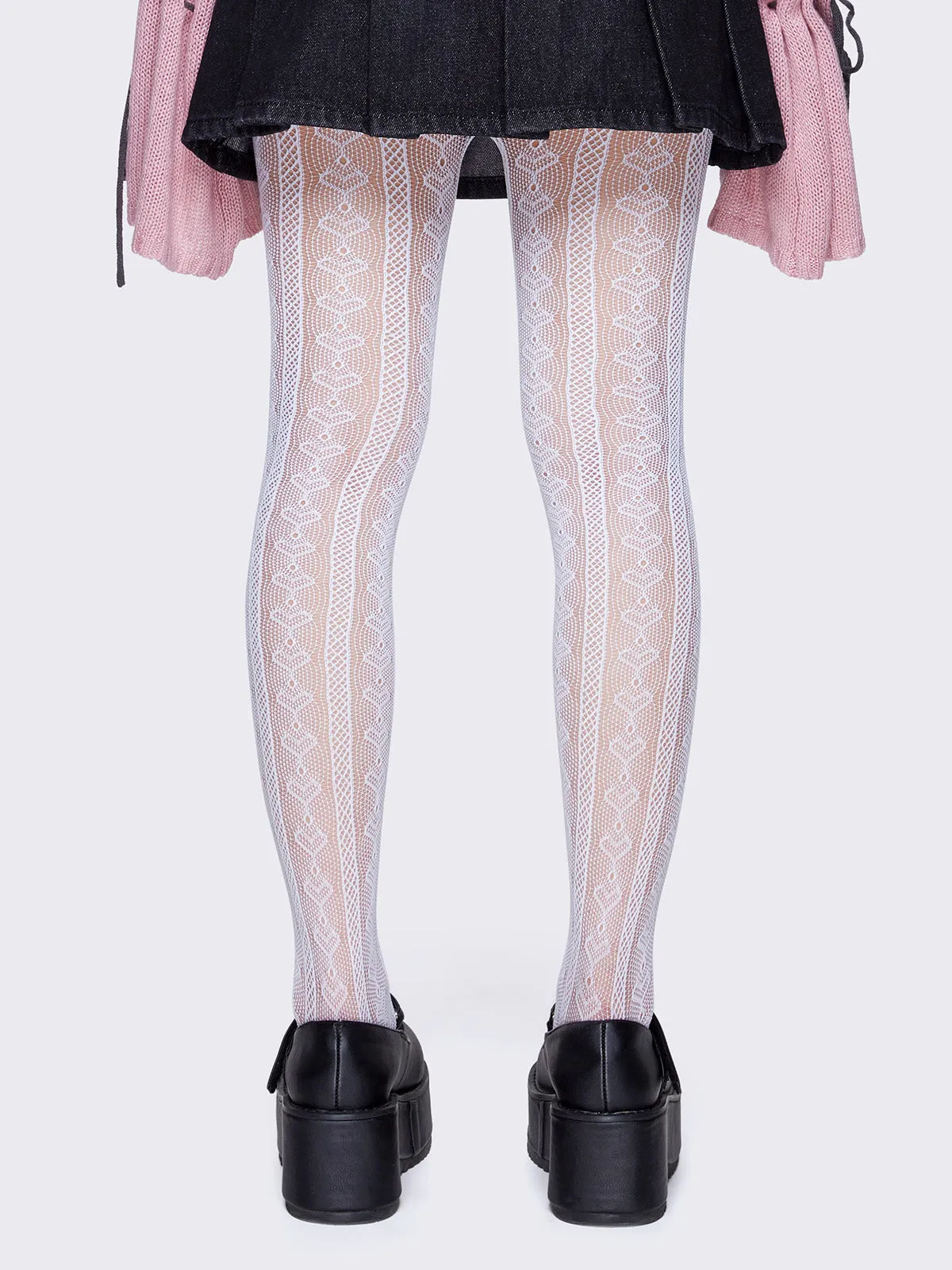 Addison Lace Cutout Bow Tights