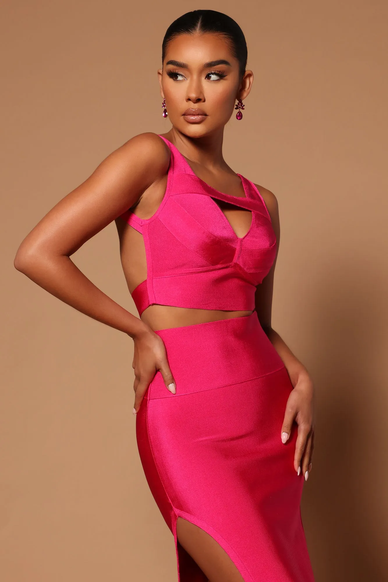 Alana Bandage Maxi Skirt Set  - Hot Pink