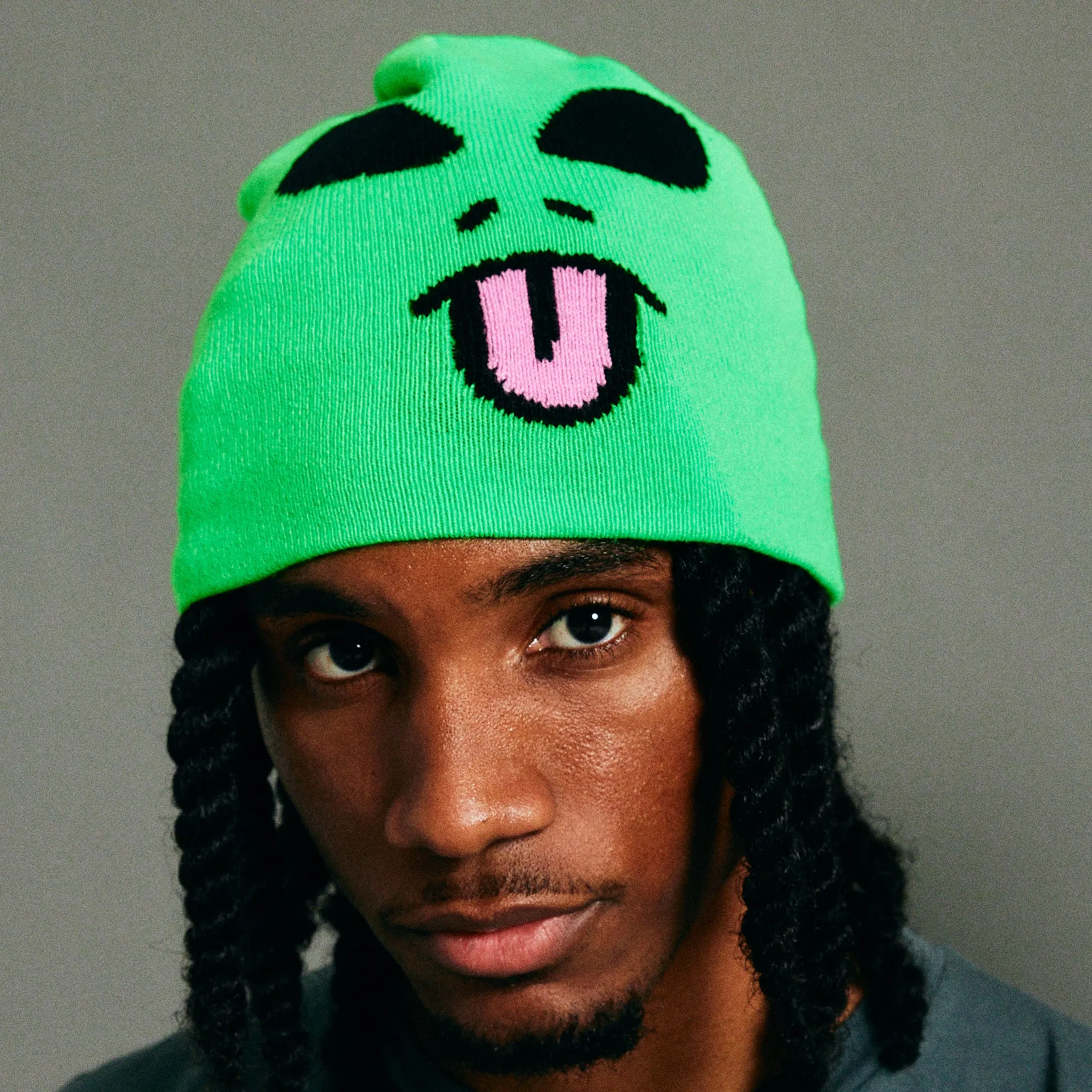 Alien Face Beanie (Green)