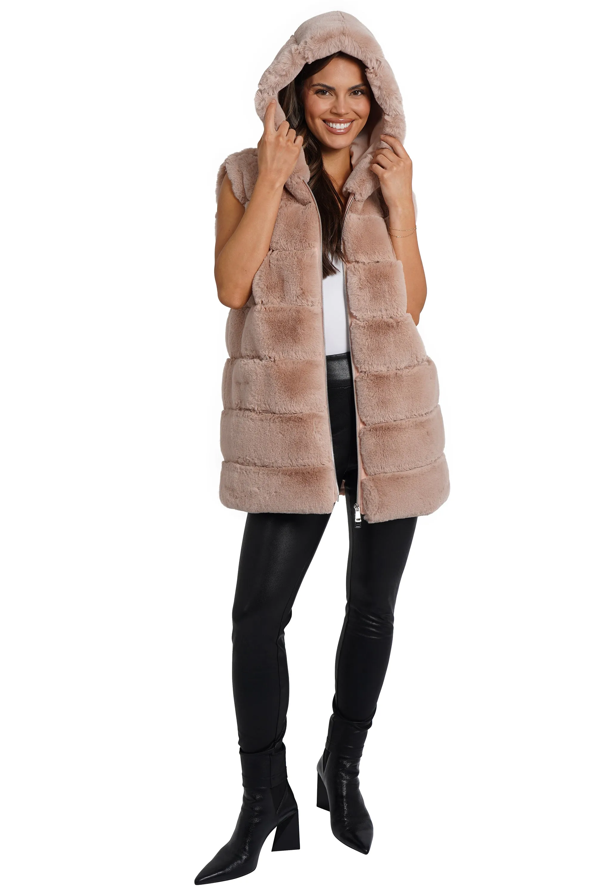 Alina Faux Fur Hooded Vest