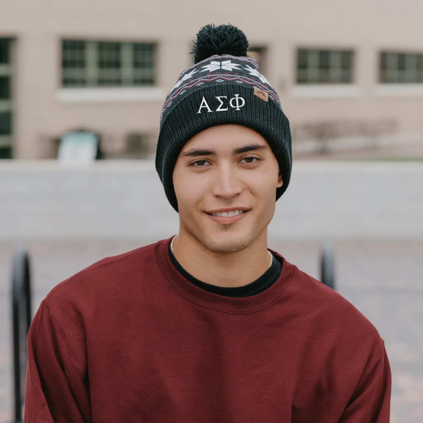 Alpha Sig Knitted Pom Beanie