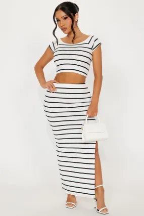 Amelia Striped Skirt Set - Cream/combo