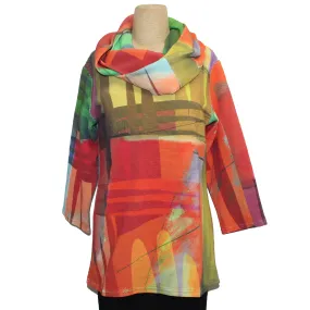 Andrea Geer Boxy Top With Scarf, Red, Orange, Yellow, Multi XS & S