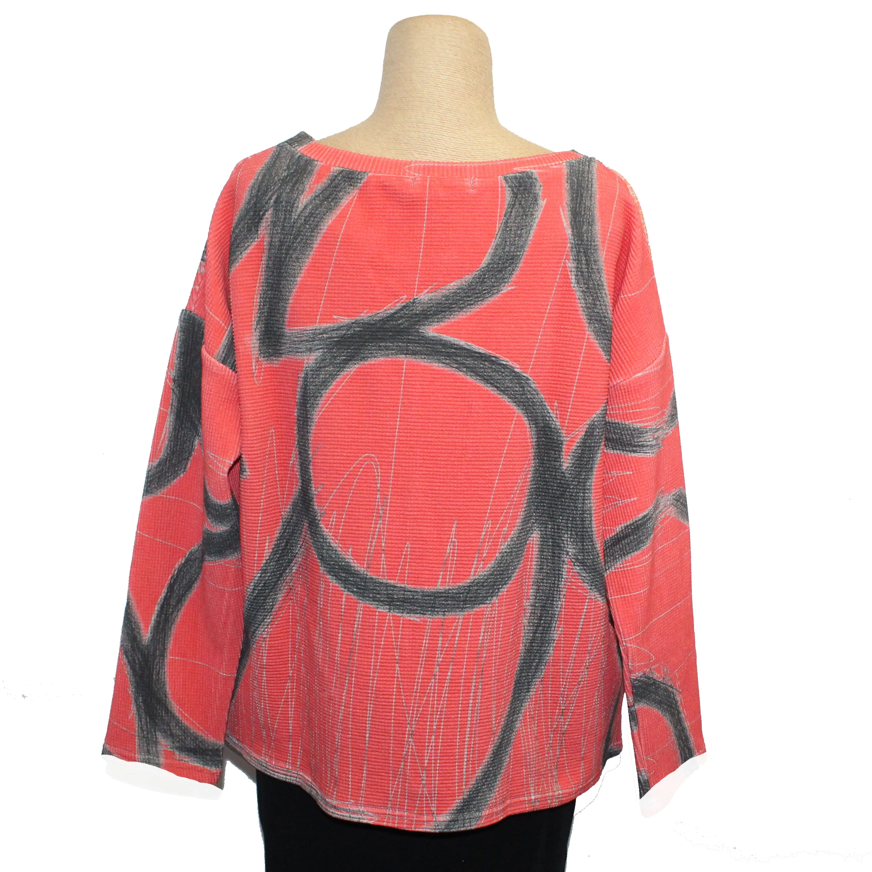 Andrea Geer V-Neck Top With Scarf, Crop Red/Orange, M & L/XL