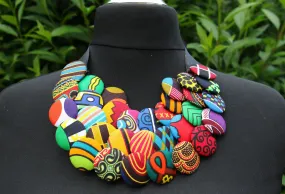 Ankara Layered Button Necklace