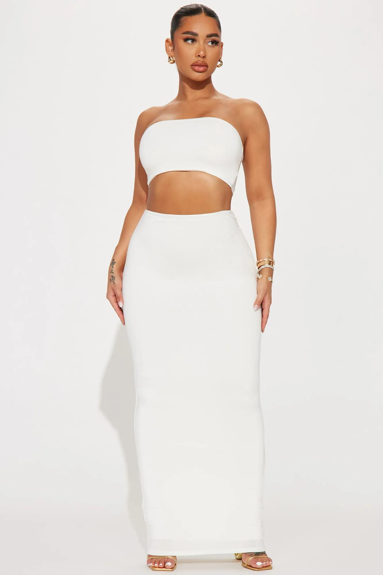 Another Time Double Lined Skirt Set - Ivory