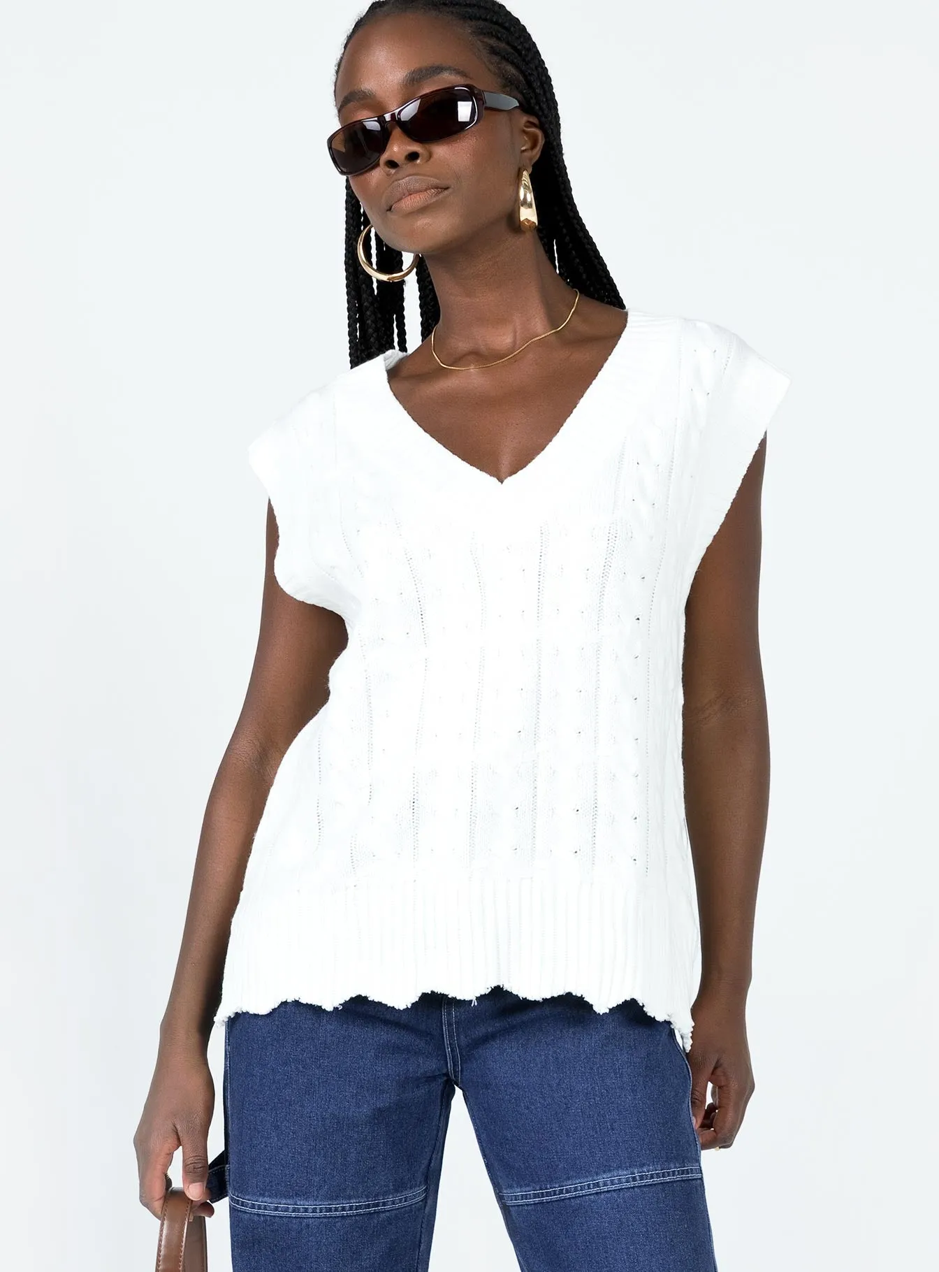 Antonia Sweater Vest White