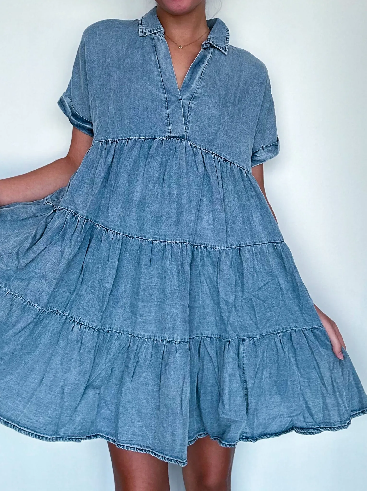 Aspen Denim Ruffle Dress