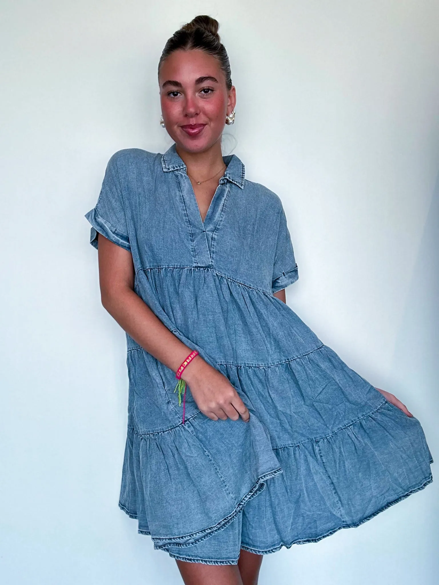 Aspen Denim Ruffle Dress