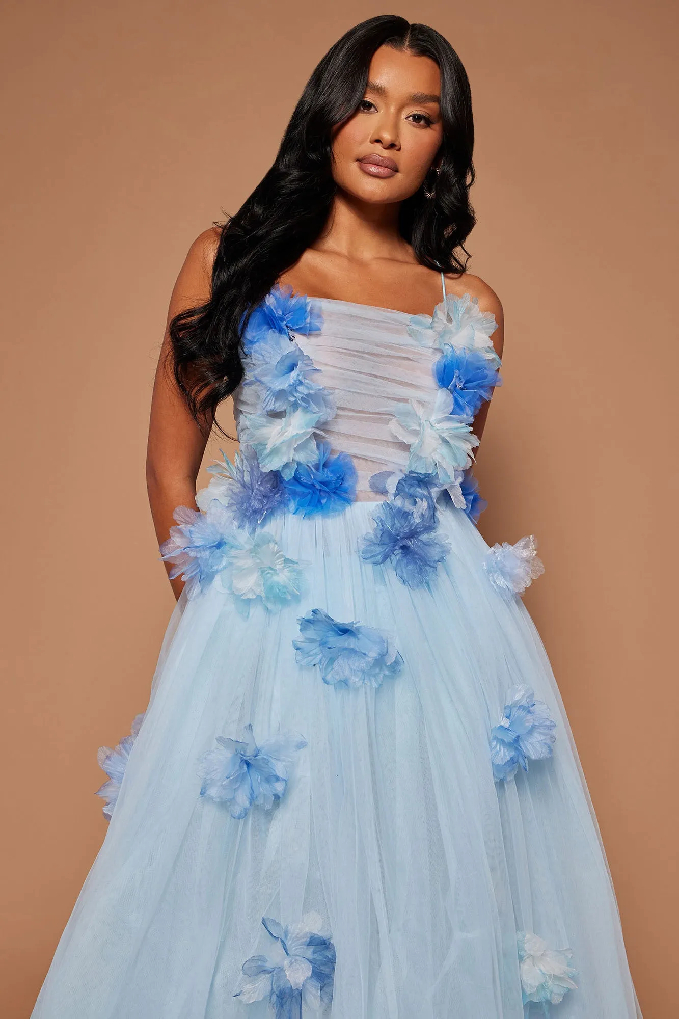 Aubrey Tulle Maxi Dress - Light Blue