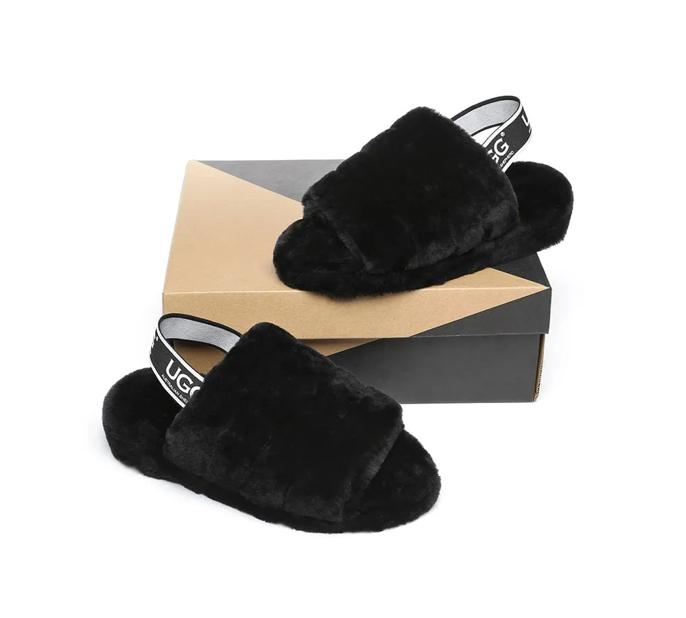 AUSTRALIAN SHEPHERD® UGG Women Slingback Fluffy Slides Puffy