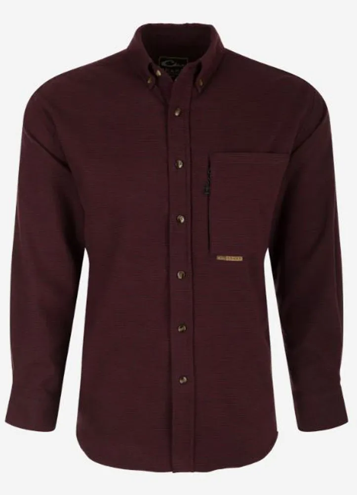 Autumn Brushed Twill Houndstooth LS in Windsor Wine by Drake