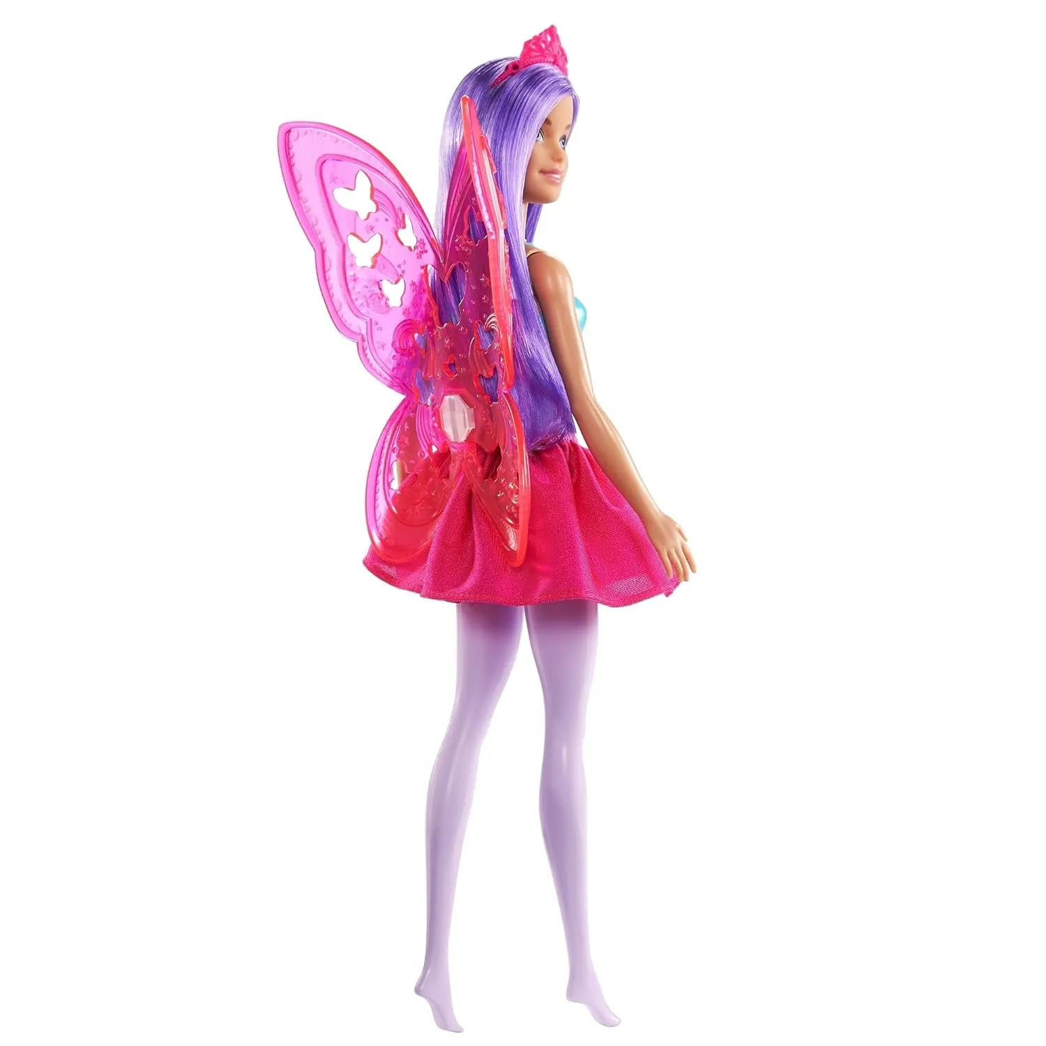 Barbie Dreamtopia 11.5-inch Purple Hair Fairy Doll Wearing Skirt, Clip-On Wings & Tiara, for Kids Ages 3 and UP