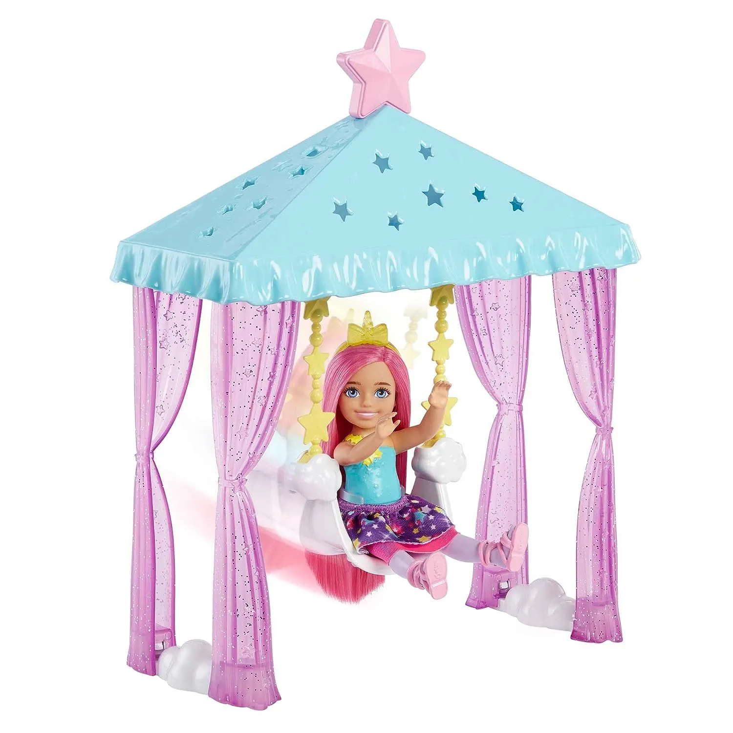 Barbie Dreamtopia Chelsea Small Doll with Gazebo Swing, Kitten and Accessories Playset for Ages 3 