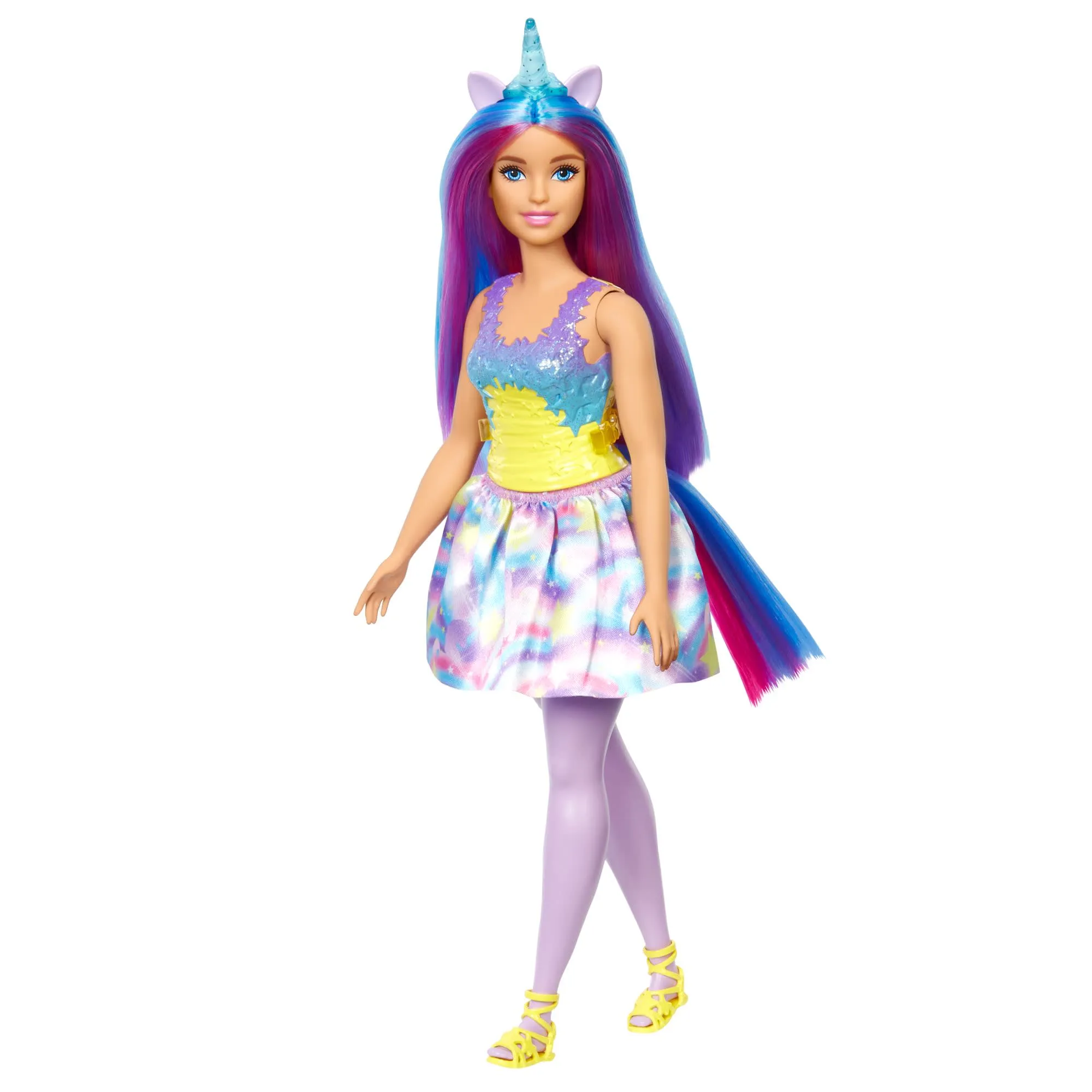 Barbie Dreamtopia Unicorn Doll, Curvy With Blue & Purple Hair, Skirt, Removable Unicorn Tail & Headband