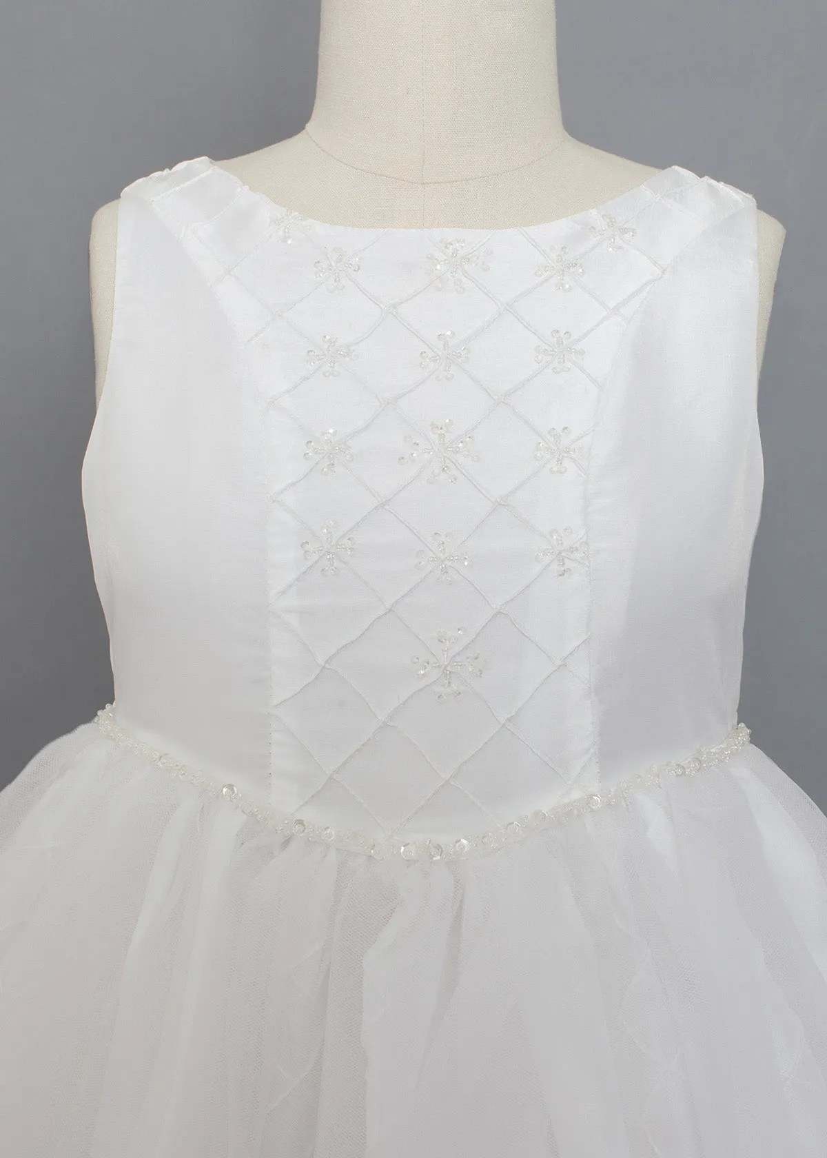 Beaded V-Waist Communion Dress