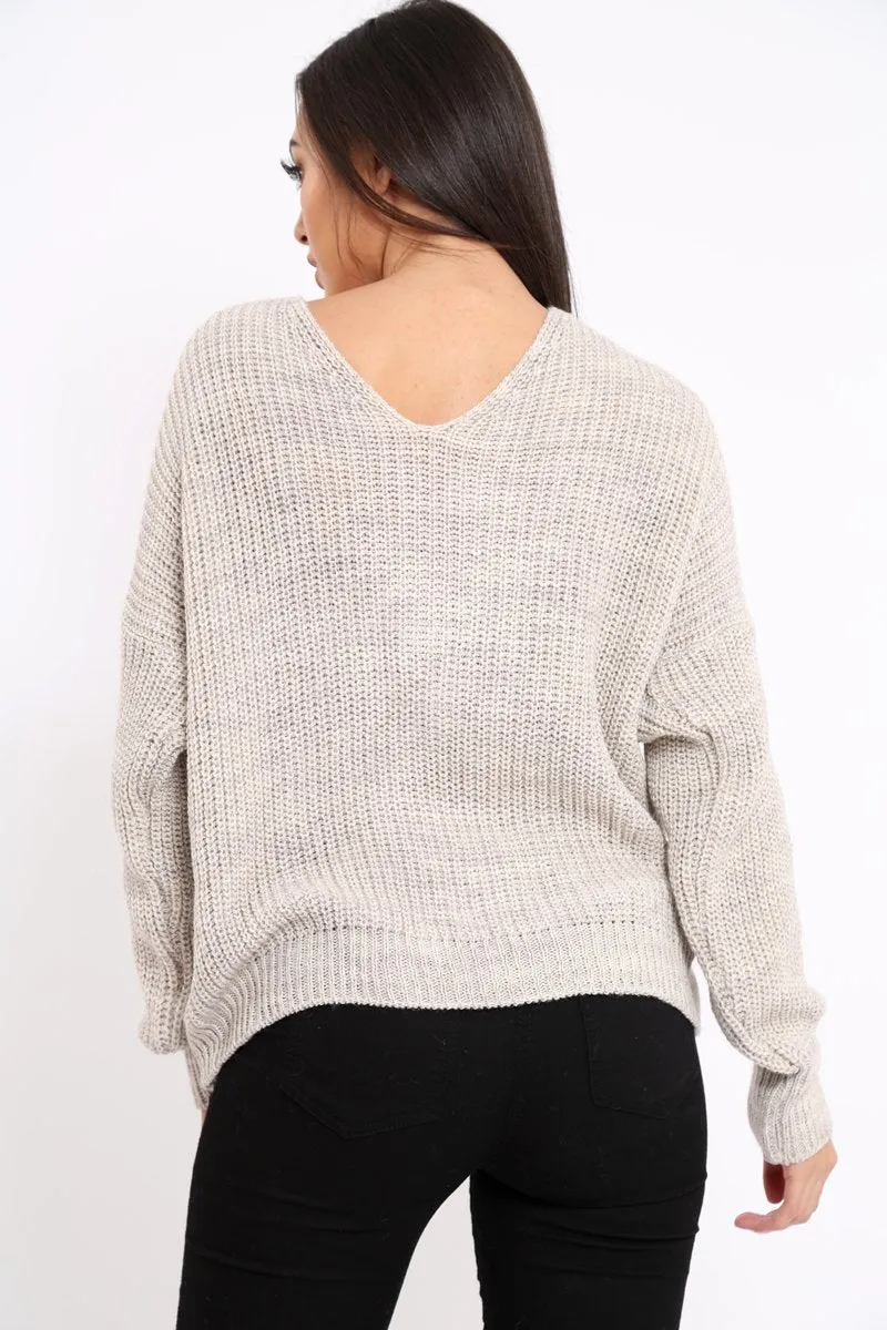 Beige Knot Knit Jumper - Kerri