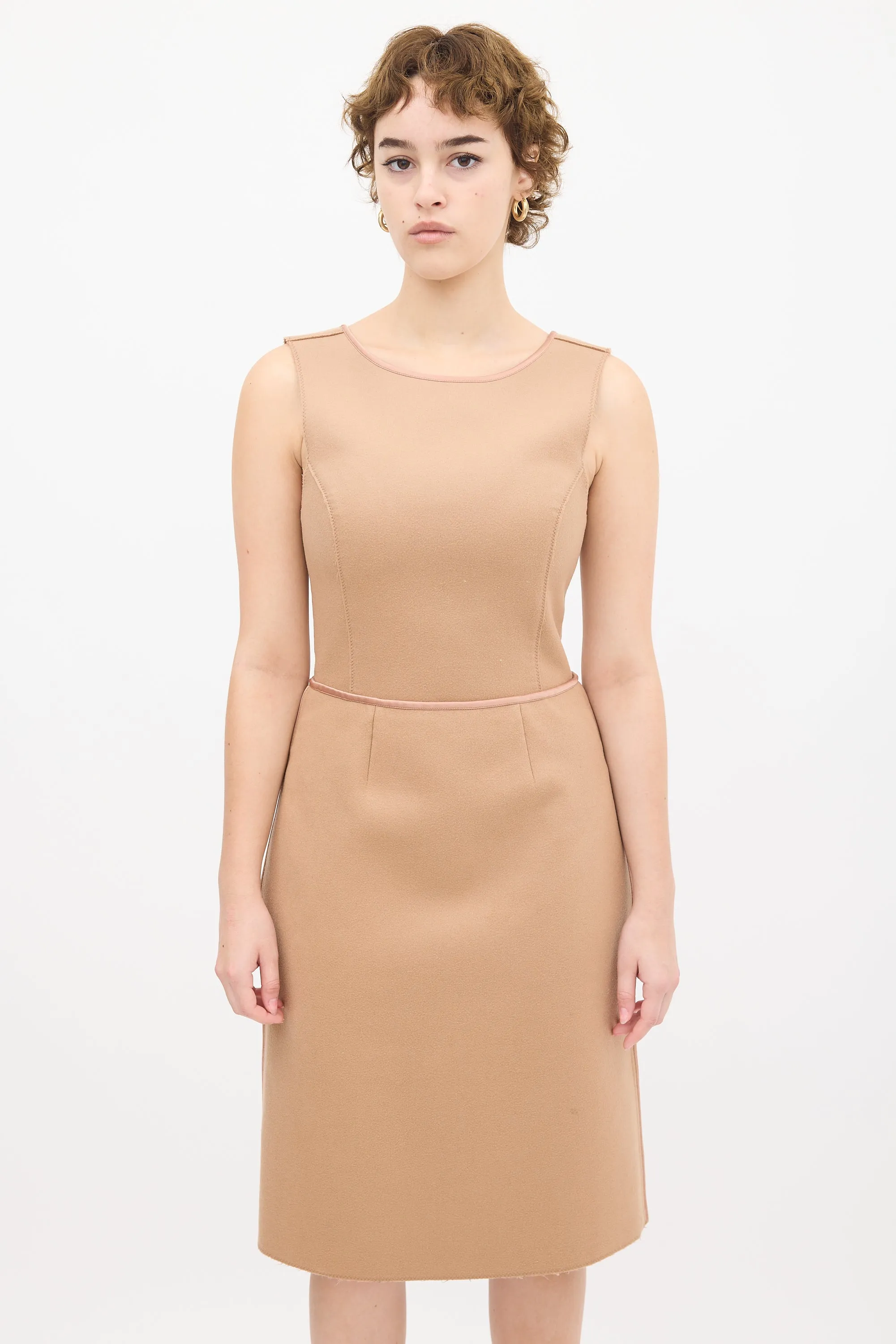 Beige Wool Panelled Dress