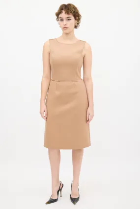 Beige Wool Panelled Dress