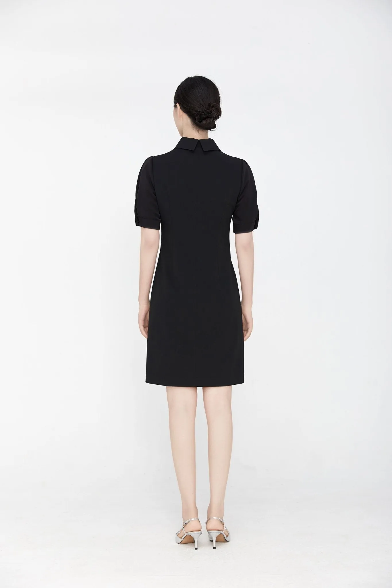 Black A-line Short Sleeve Dress