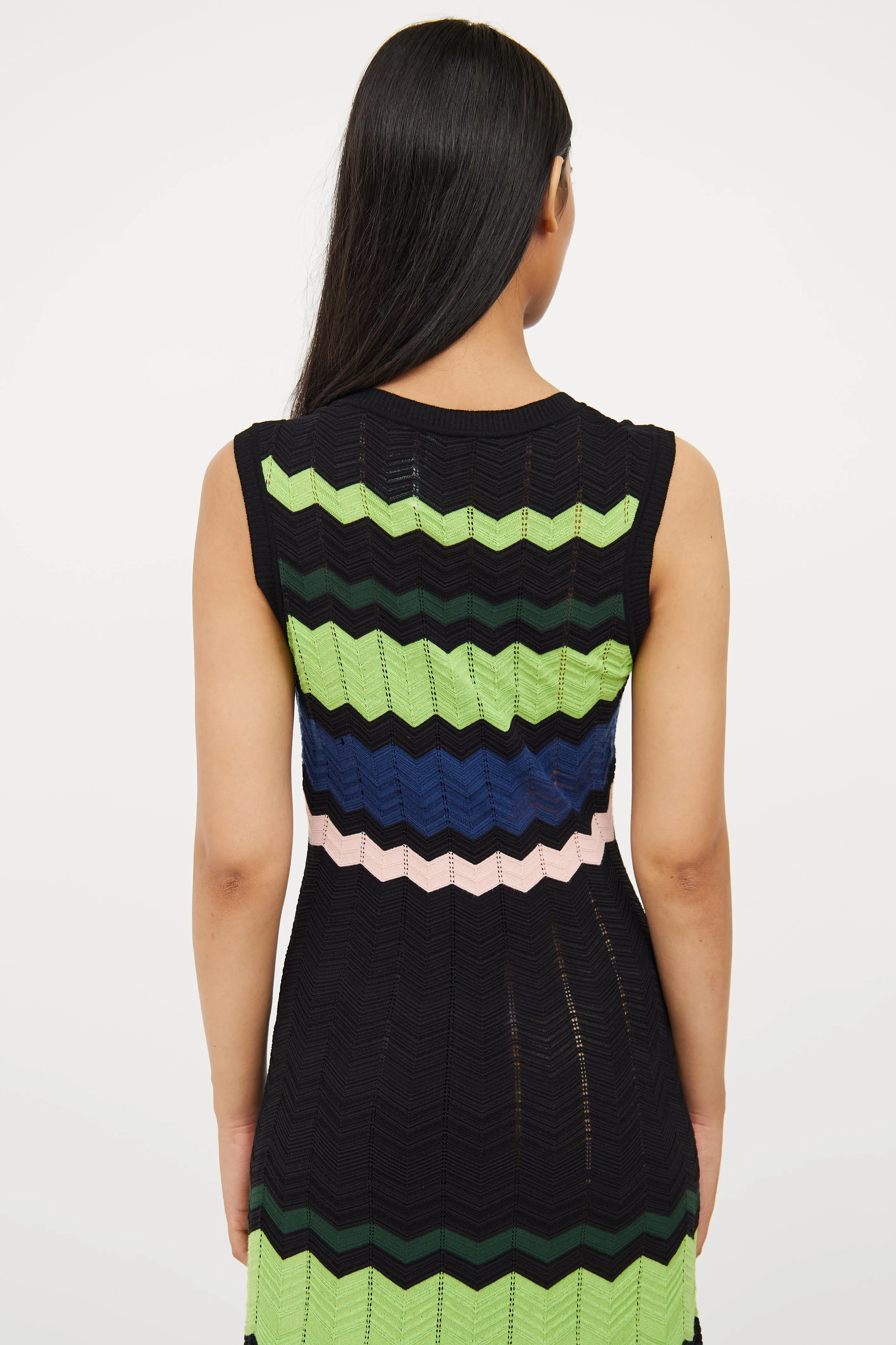 Black, Green & Multi Knit Stripe Dress