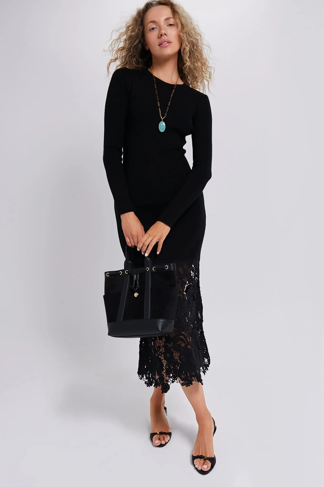 Black Sabine Embroidery Combo Dress