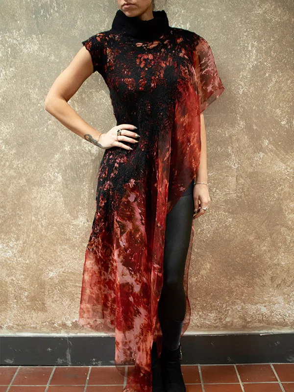 BlckBts Felted Fire One Sleeve Kaftan