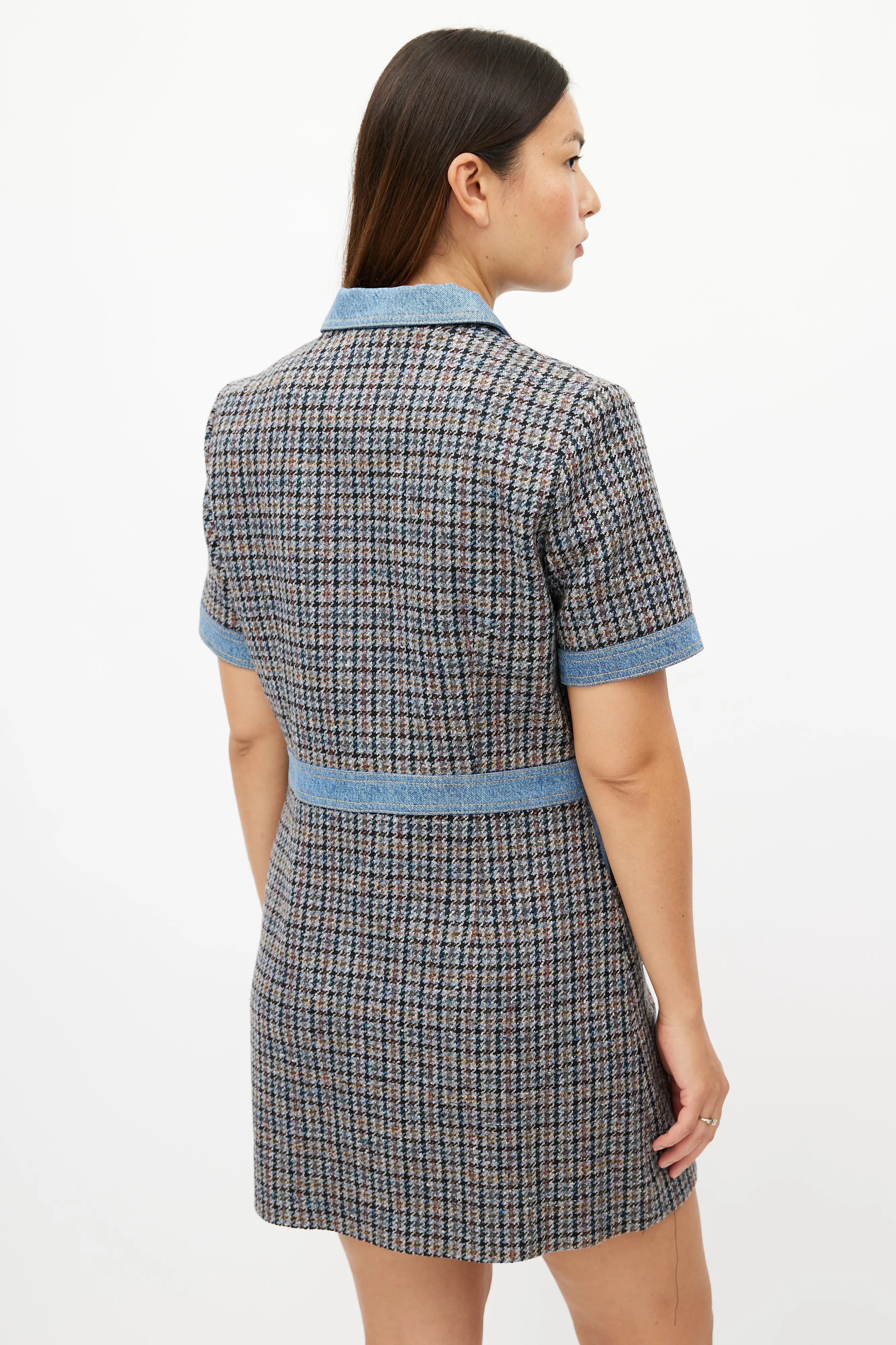 Blue & Multicolour Tweed Dress