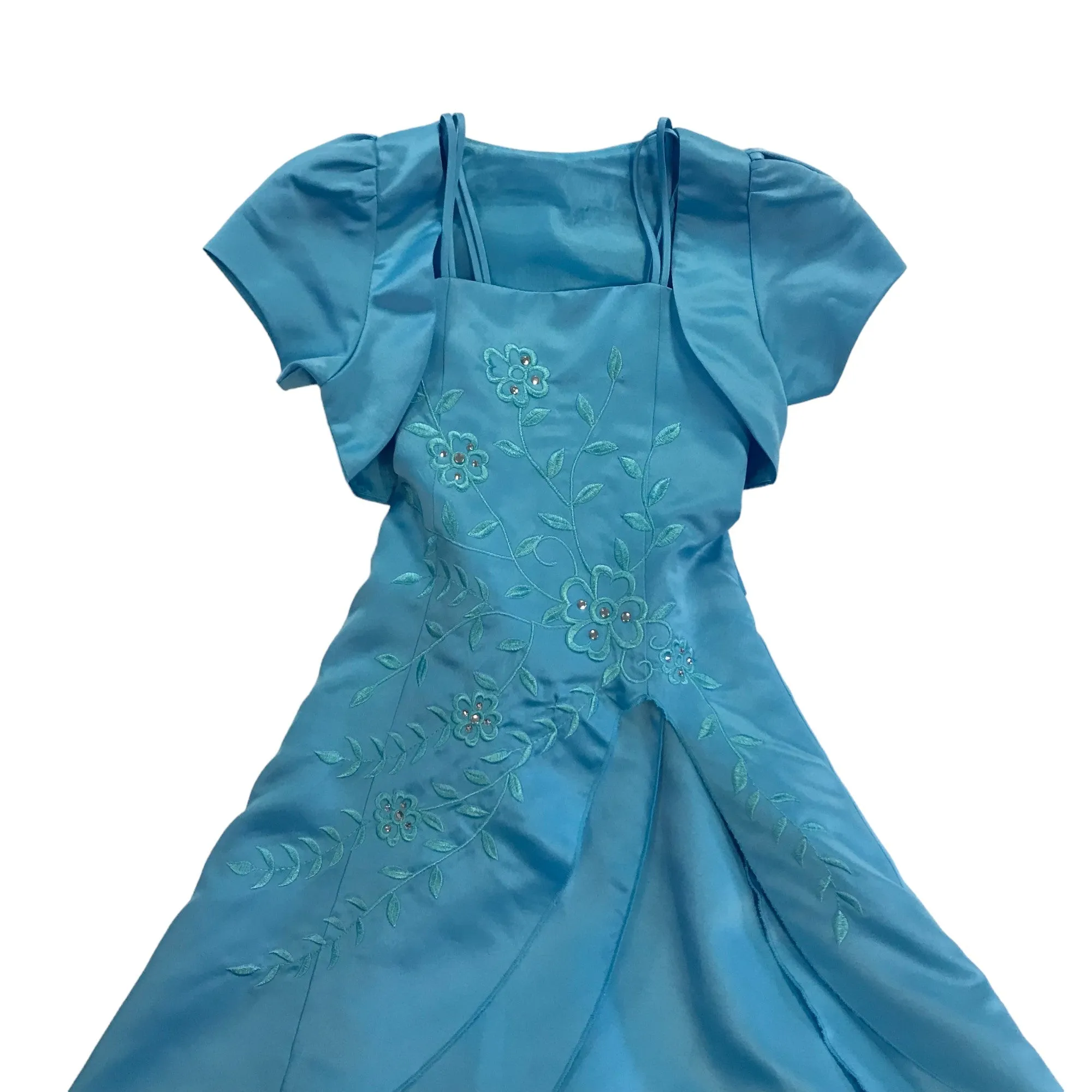 Blue formal dress 6 years flared skirt and short sleeve bolero