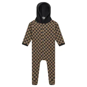 Bondoux Checked Hoodie Onesie-Brown