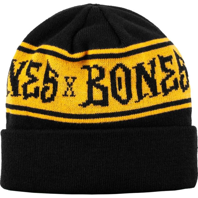 BONES WHEELS Black & Gold Stripe Beanie