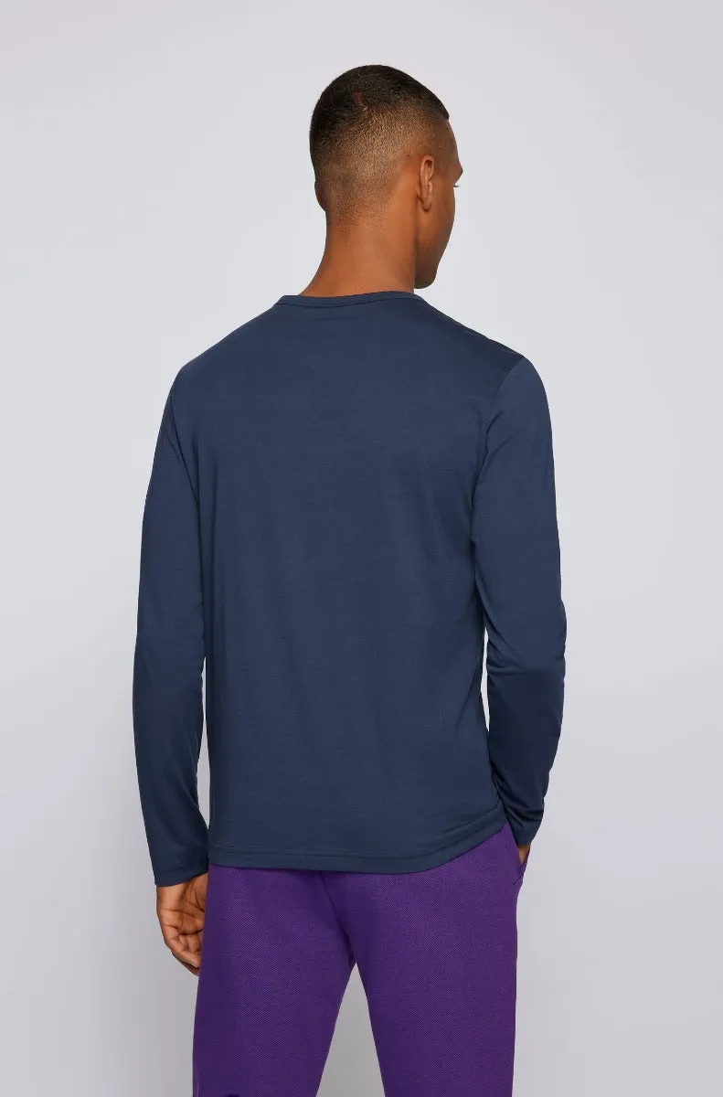 BOSS Togn Curved Long Sleeve T-Shirt in Navy