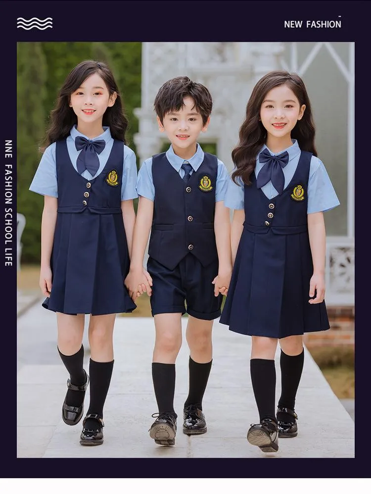 Boys Girls School Uniform Summer England Style Set Wholesale Boys Clothing Suppliers