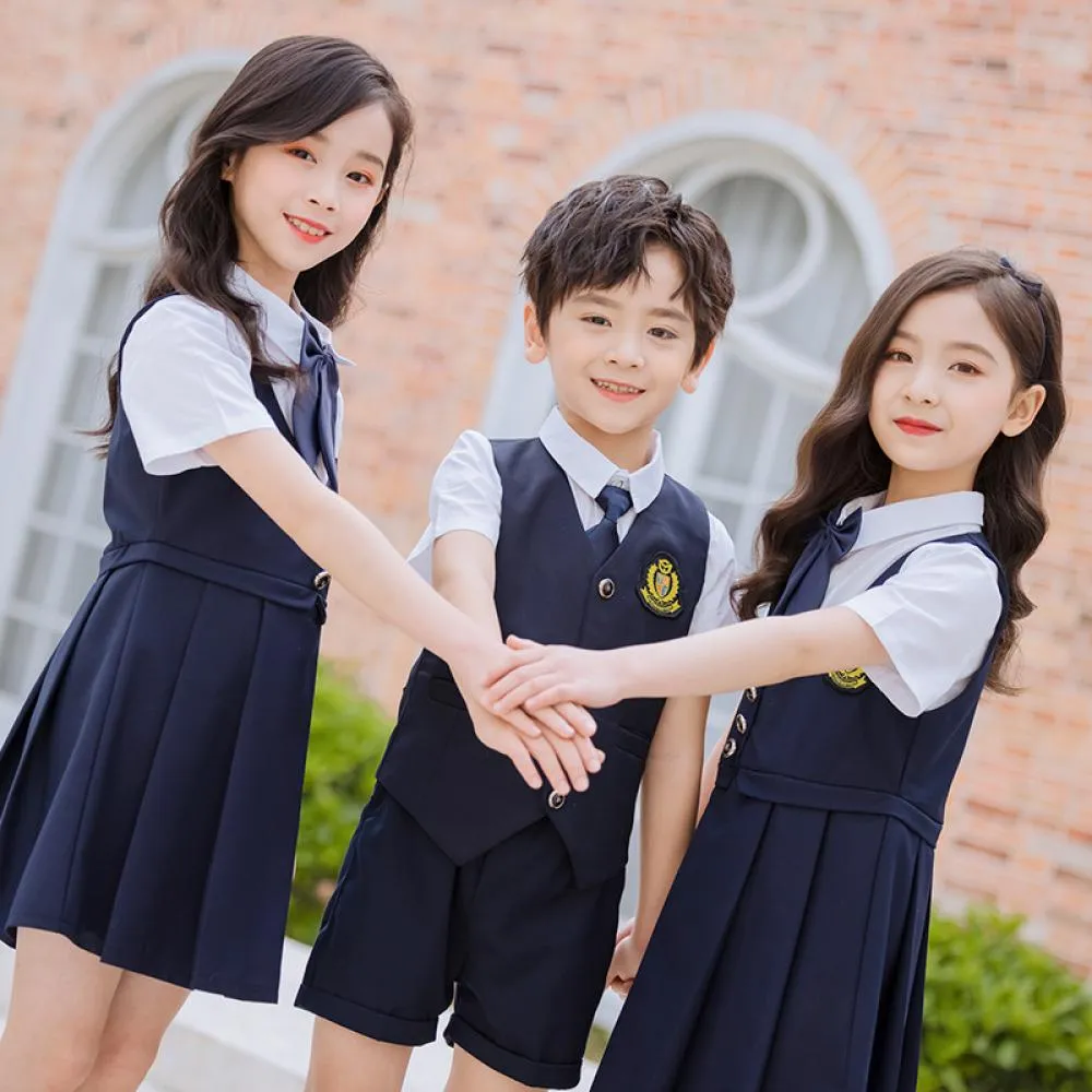 Boys Girls School Uniform Summer England Style Set Wholesale Boys Clothing Suppliers