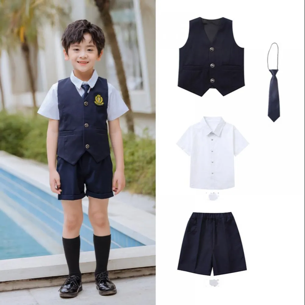 Boys Girls School Uniform Summer England Style Set Wholesale Boys Clothing Suppliers