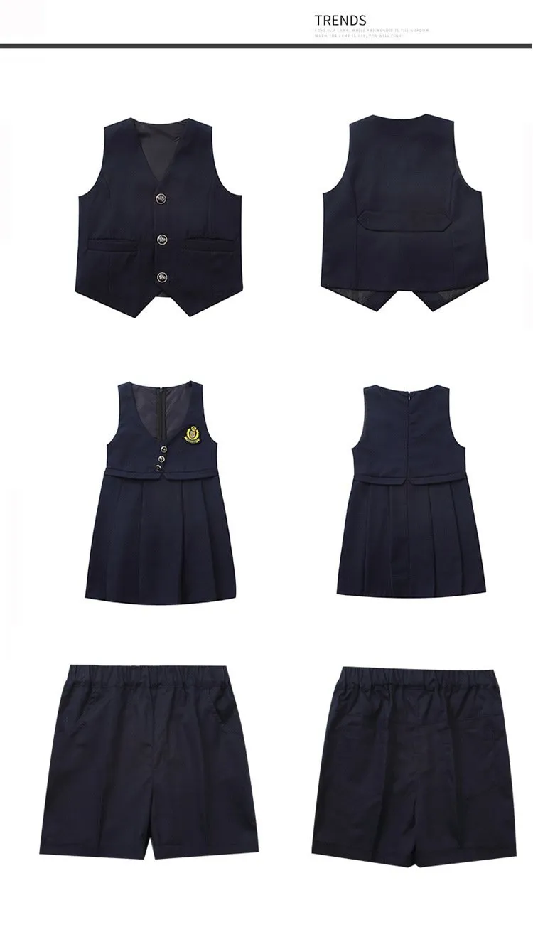 Boys Girls School Uniform Summer England Style Set Wholesale Boys Clothing Suppliers