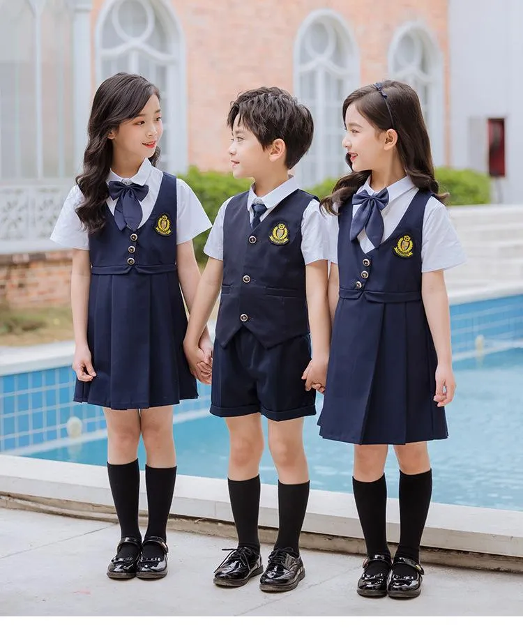 Boys Girls School Uniform Summer England Style Set Wholesale Boys Clothing Suppliers