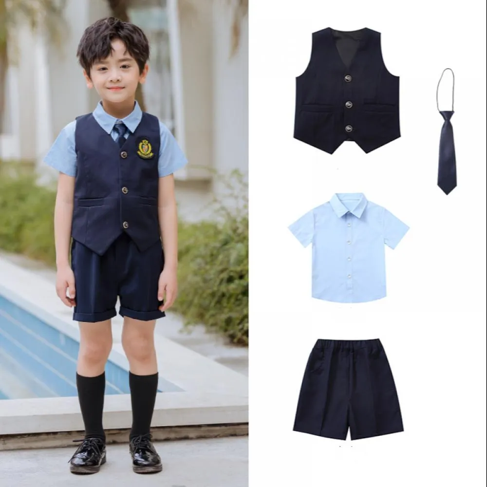 Boys Girls School Uniform Summer England Style Set Wholesale Boys Clothing Suppliers