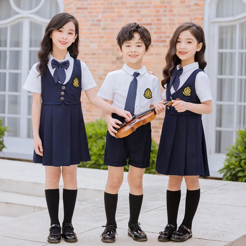 Boys Girls School Uniform Summer England Style Set Wholesale Boys Clothing Suppliers