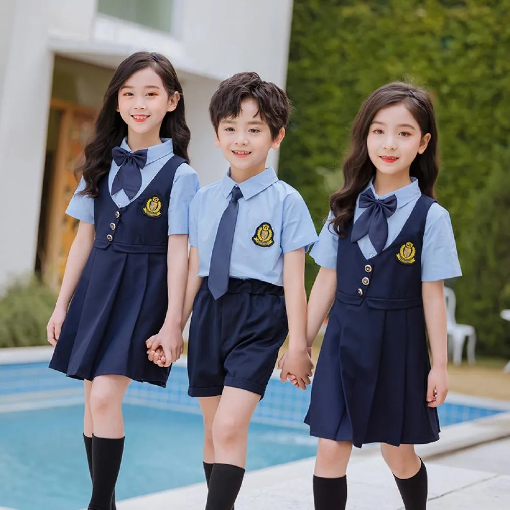 Boys Girls School Uniform Summer England Style Set Wholesale Boys Clothing Suppliers